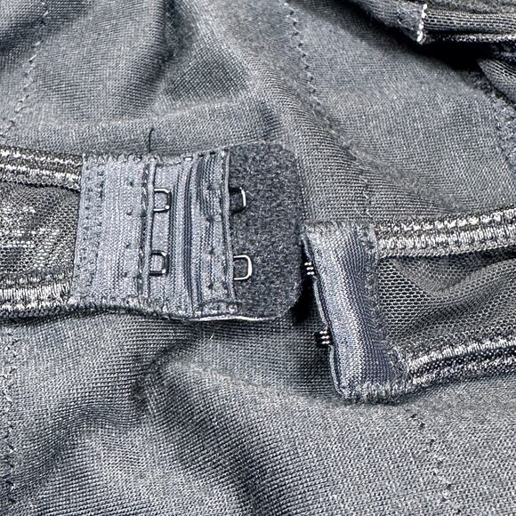 iCollection Nightie Womens Medium Black Silver Lace V Neck Bustier Corset Style - Picture 11 of 13